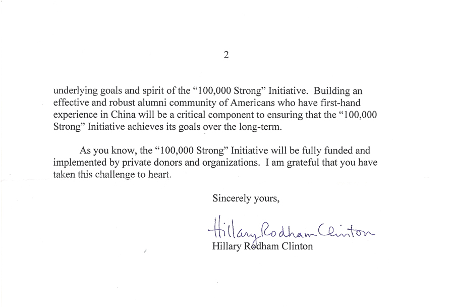 Letter from Hillary Clinton - 2
