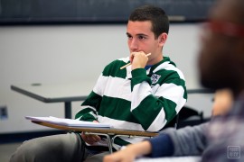 Jordan Schildkraut listens to a lecture during the Leadership Training Summit at Harvard