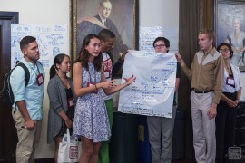 The small groups present their campaign timeline