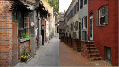 Photo 1: LAPOUBELLE1969. "A hutong, Beijing, China." 2014. Photo 2: Life in the Alley. "Exploring Snow's Court..." 2013.