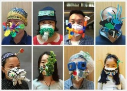 Wen Fang's Maskbook project, turning the pollution mask into works of art